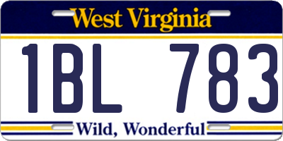WV license plate 1BL783