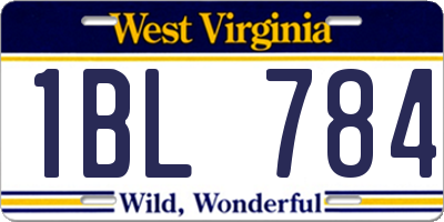 WV license plate 1BL784