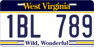 WV license plate 1BL789