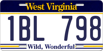 WV license plate 1BL798