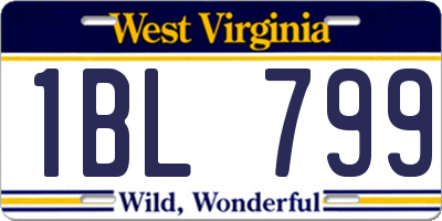 WV license plate 1BL799