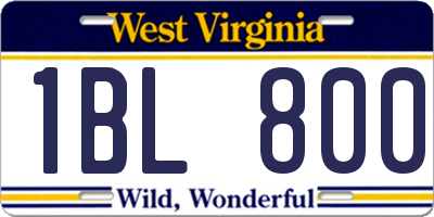WV license plate 1BL800
