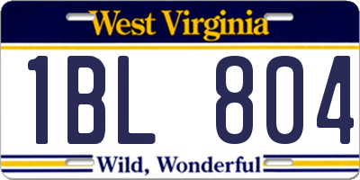 WV license plate 1BL804