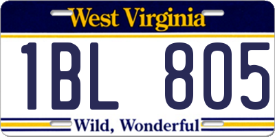 WV license plate 1BL805