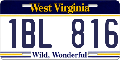 WV license plate 1BL816