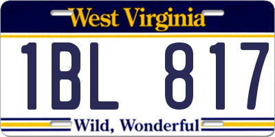 WV license plate 1BL817