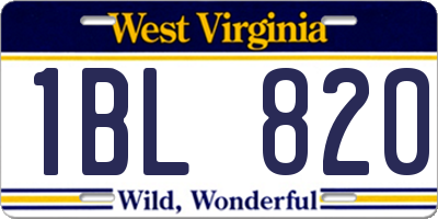 WV license plate 1BL820