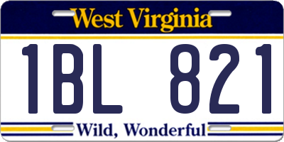 WV license plate 1BL821