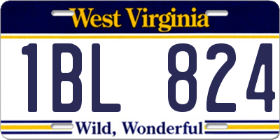 WV license plate 1BL824
