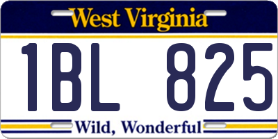 WV license plate 1BL825