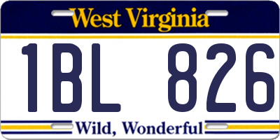 WV license plate 1BL826
