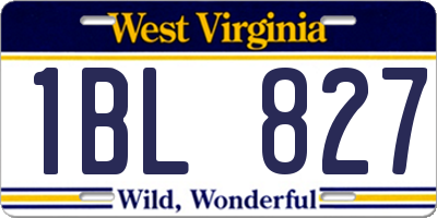 WV license plate 1BL827