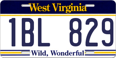 WV license plate 1BL829