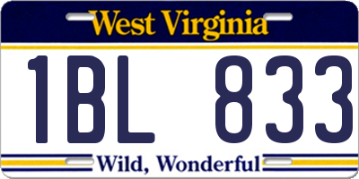 WV license plate 1BL833