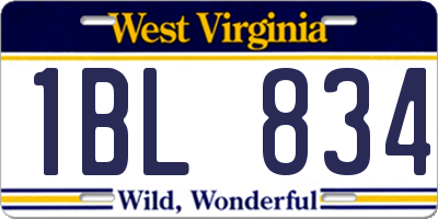 WV license plate 1BL834
