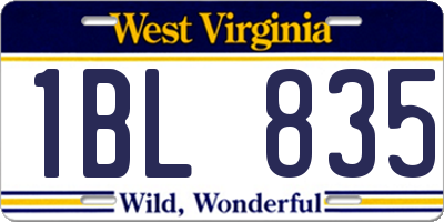 WV license plate 1BL835
