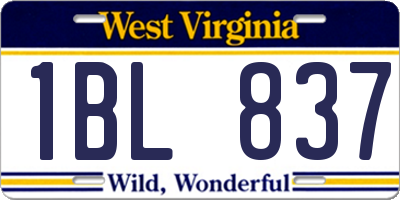 WV license plate 1BL837