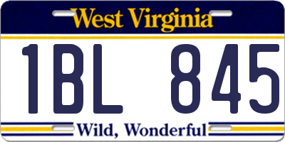 WV license plate 1BL845