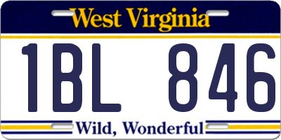 WV license plate 1BL846