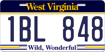 WV license plate 1BL848