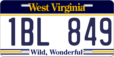 WV license plate 1BL849
