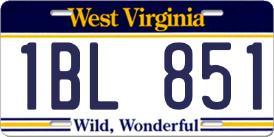 WV license plate 1BL851