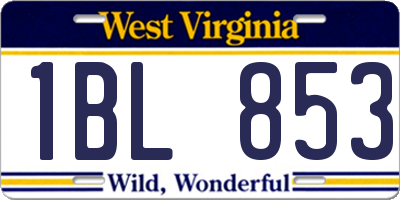 WV license plate 1BL853