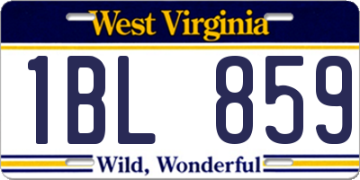 WV license plate 1BL859