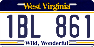 WV license plate 1BL861