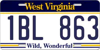WV license plate 1BL863
