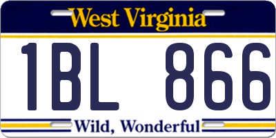 WV license plate 1BL866