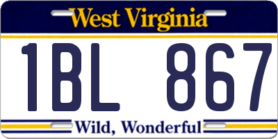 WV license plate 1BL867