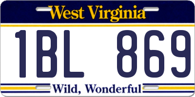 WV license plate 1BL869