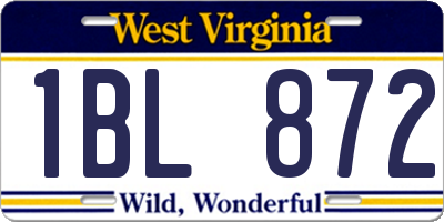 WV license plate 1BL872