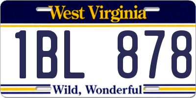 WV license plate 1BL878
