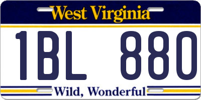WV license plate 1BL880