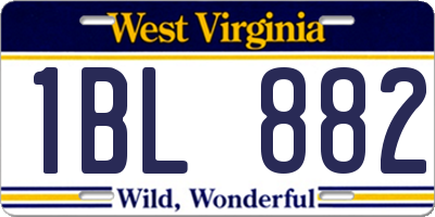 WV license plate 1BL882