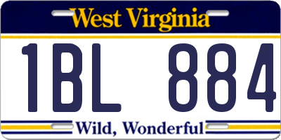 WV license plate 1BL884