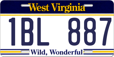 WV license plate 1BL887