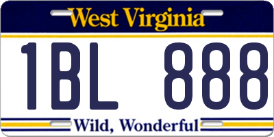 WV license plate 1BL888