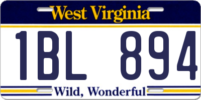 WV license plate 1BL894