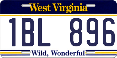 WV license plate 1BL896