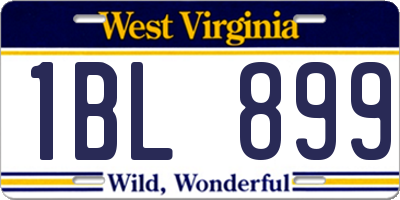 WV license plate 1BL899