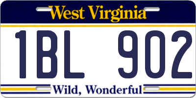 WV license plate 1BL902
