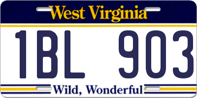 WV license plate 1BL903