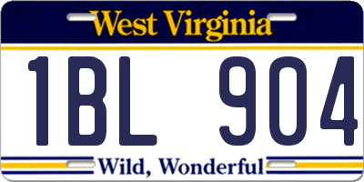 WV license plate 1BL904