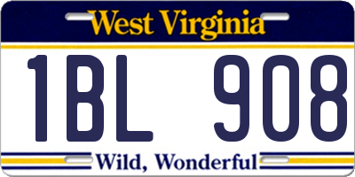 WV license plate 1BL908