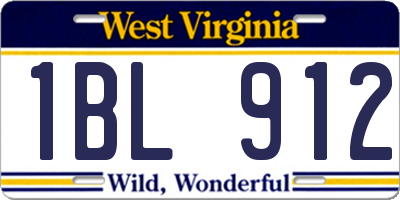 WV license plate 1BL912