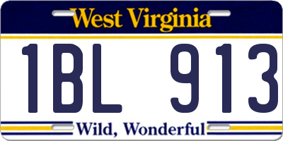 WV license plate 1BL913