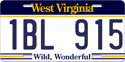 WV license plate 1BL915